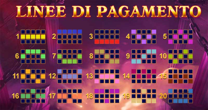 linee di pagamento slot Age of Gods paylines